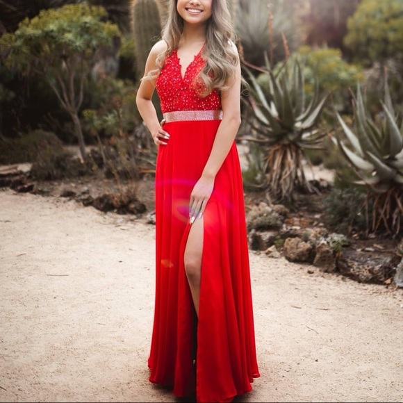 Mori Lee: Red Formal Dress - Picture 2 of 5